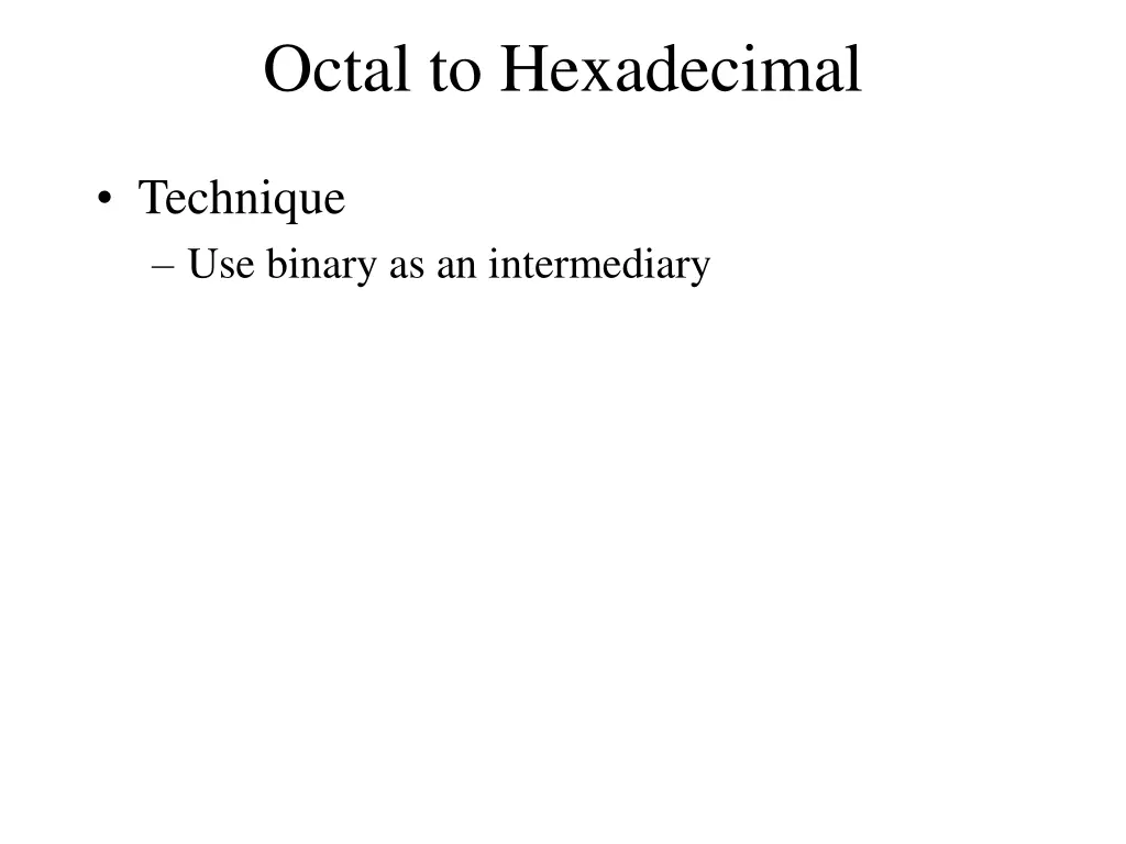 octal to hexadecimal