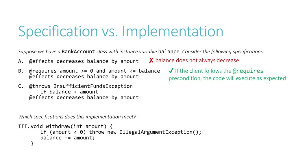 specification vs implementation 10