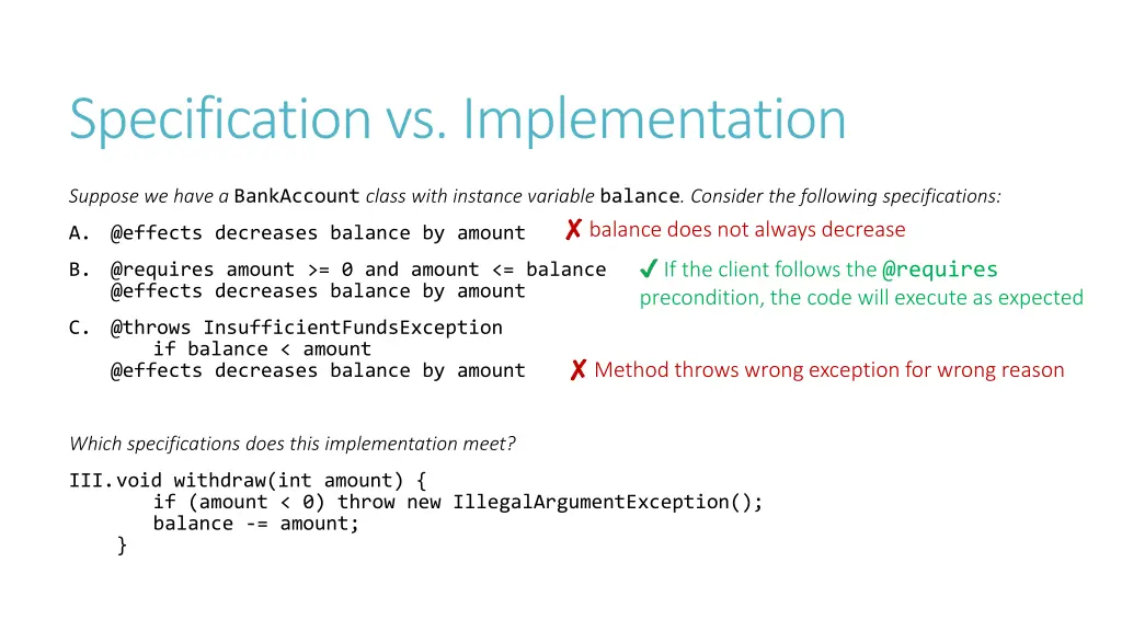 specification vs implementation 11