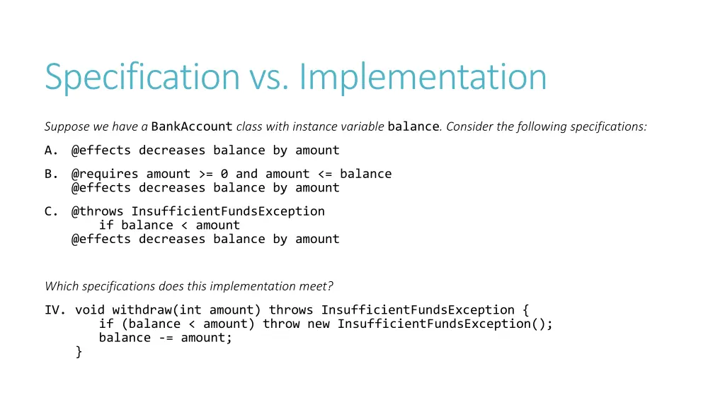 specification vs implementation 12
