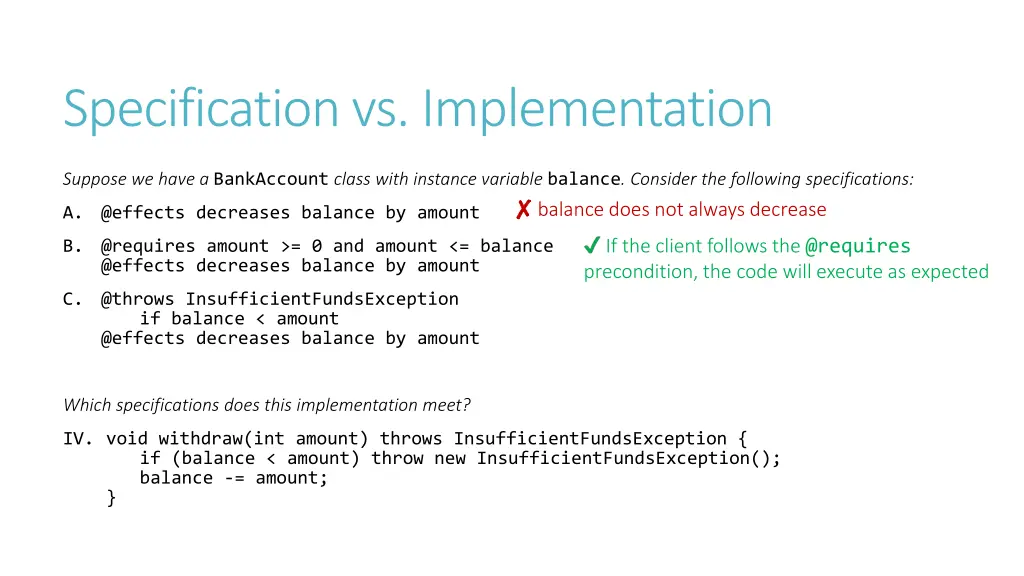specification vs implementation 14