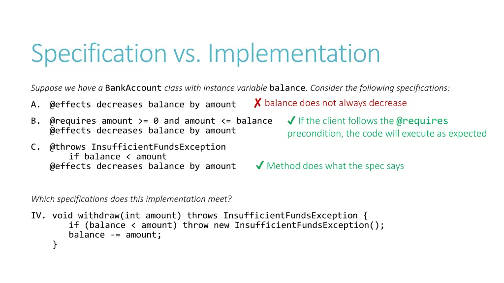 specification vs implementation 15