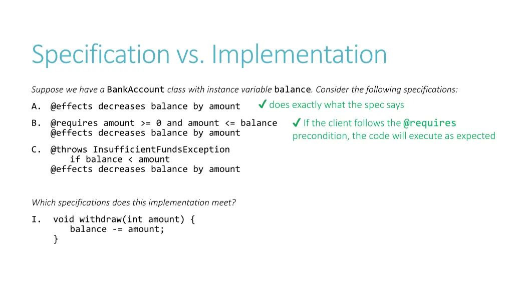specification vs implementation 2