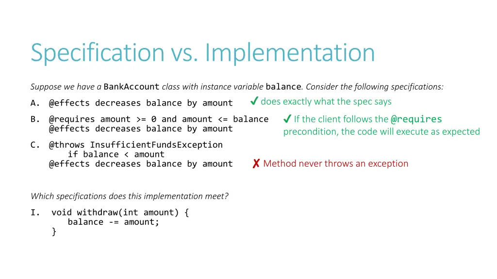 specification vs implementation 3