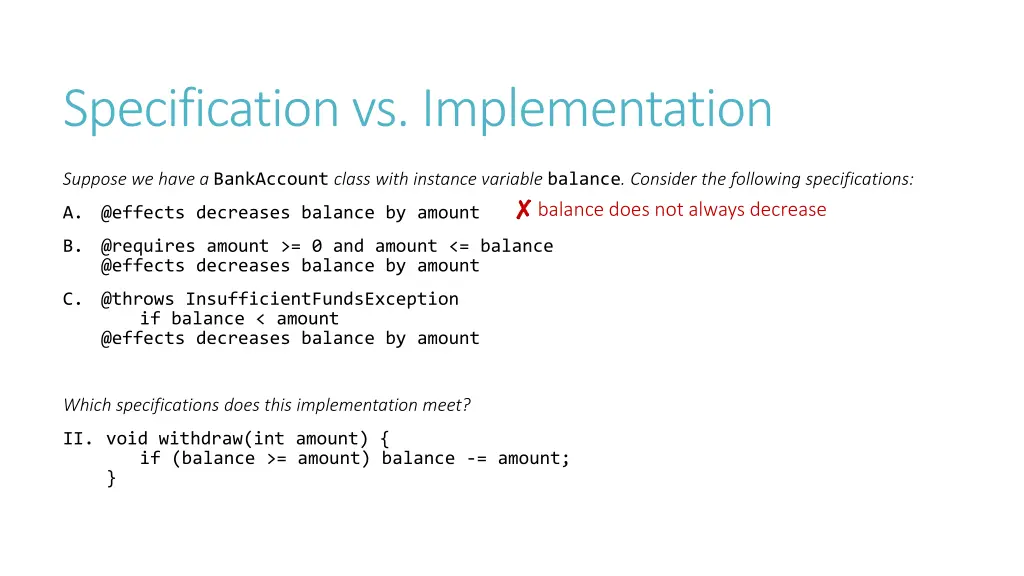 specification vs implementation 5