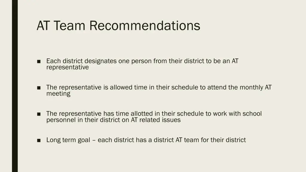 at team recommendations