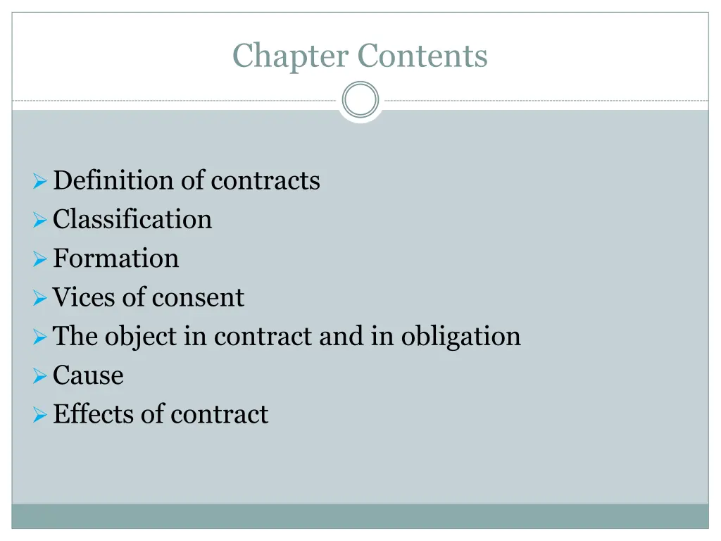 chapter contents