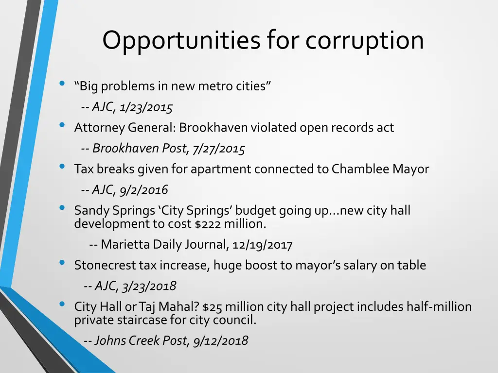 opportunities for corruption