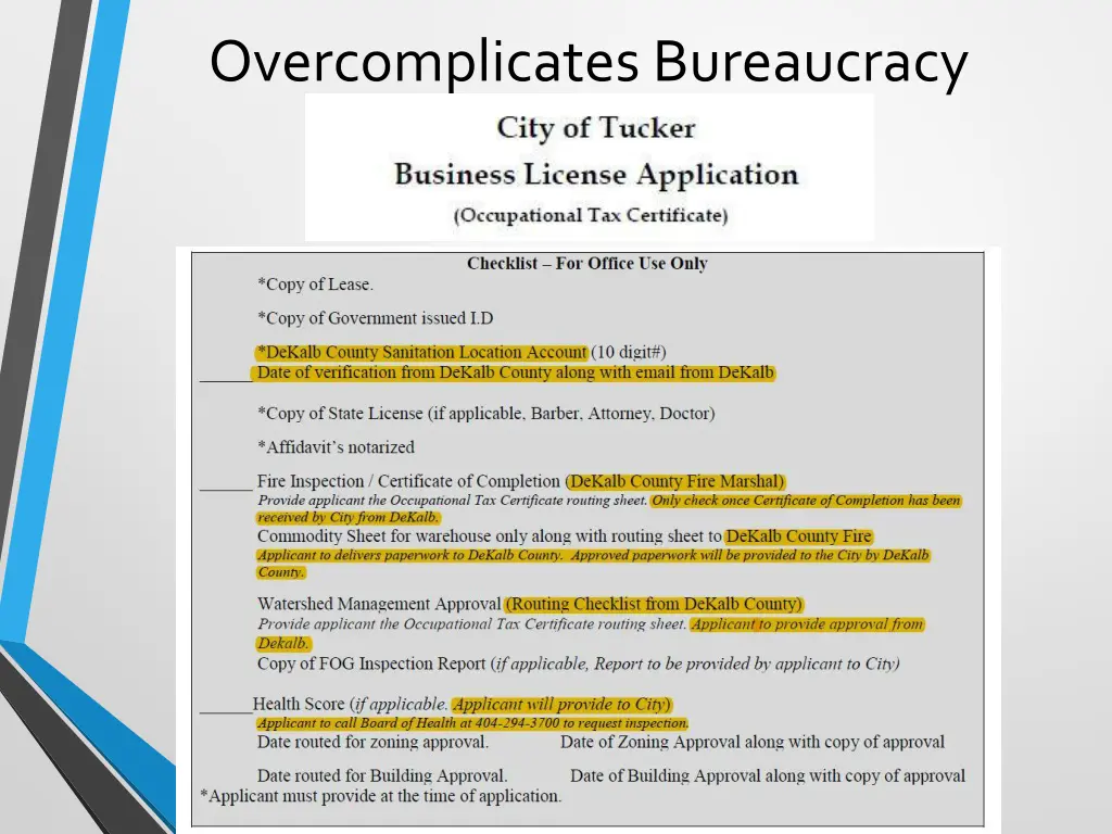 overcomplicates bureaucracy