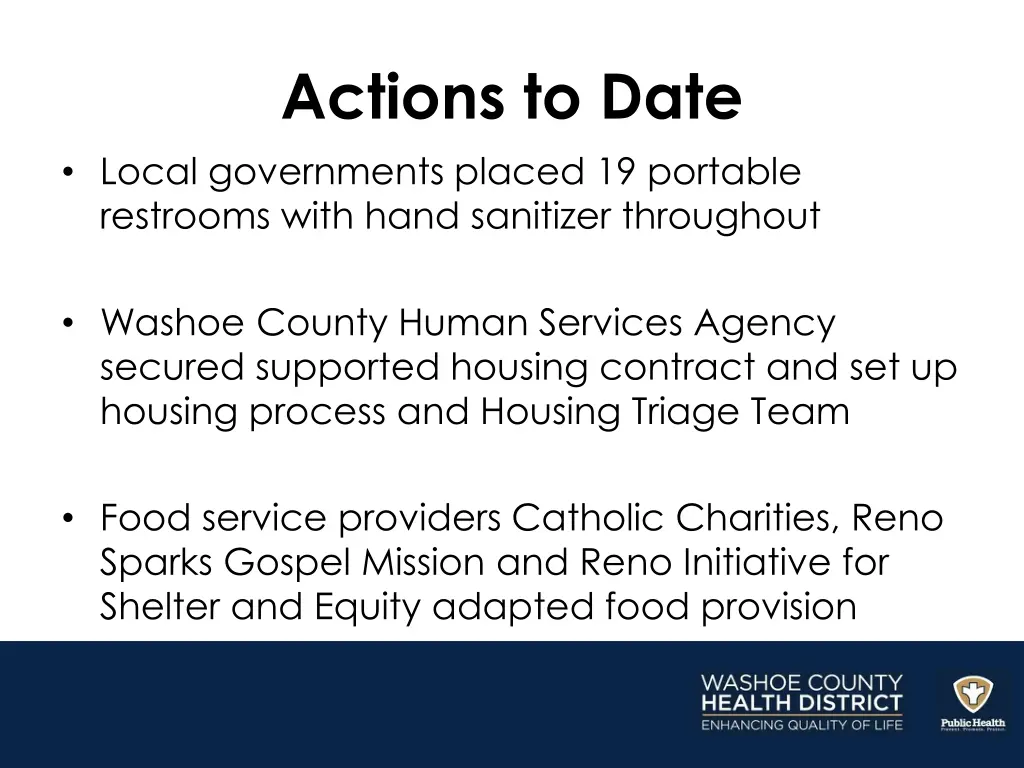 actions to date local governments placed