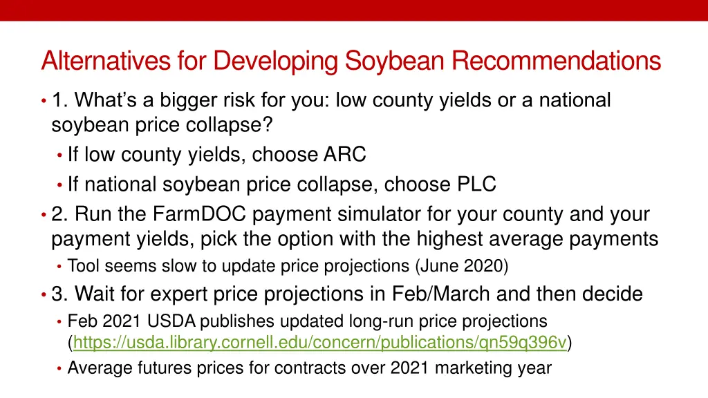 alternatives for developing soybean