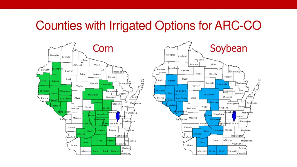 counties with irrigated options for arc co
