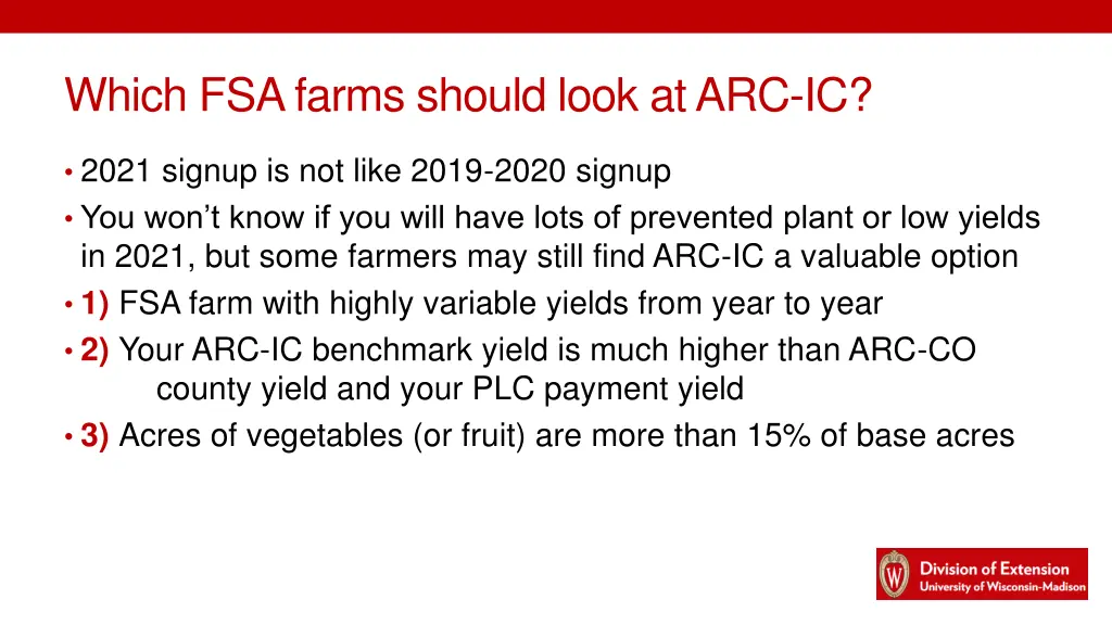 which fsa farms should look at arc ic