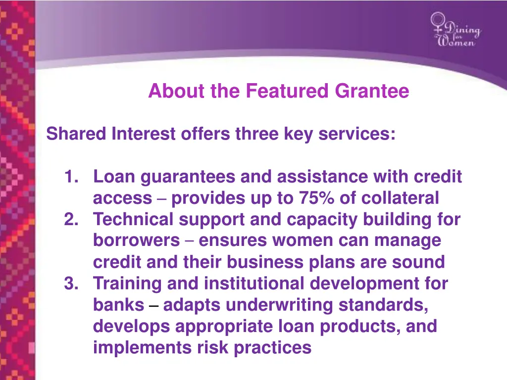 about the featured grantee