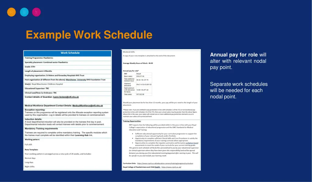 example work schedule