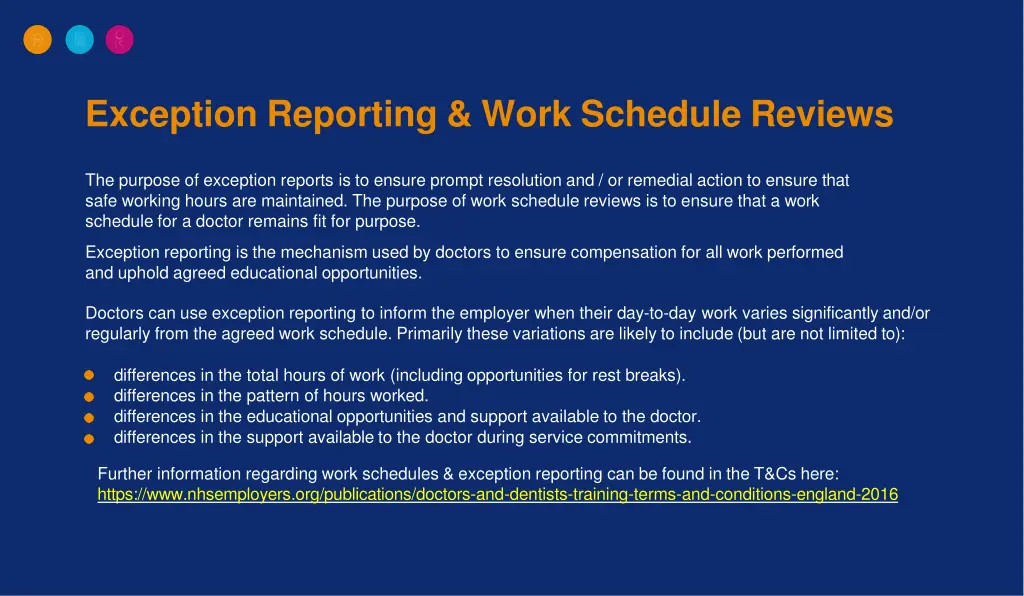 exception reporting work schedule reviews