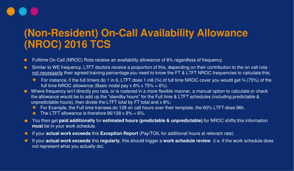 non resident on call availability allowance nroc