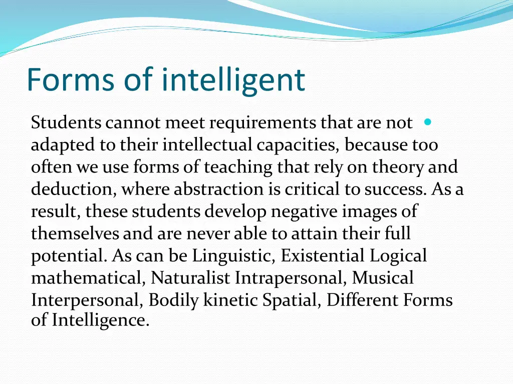 forms of intelligent
