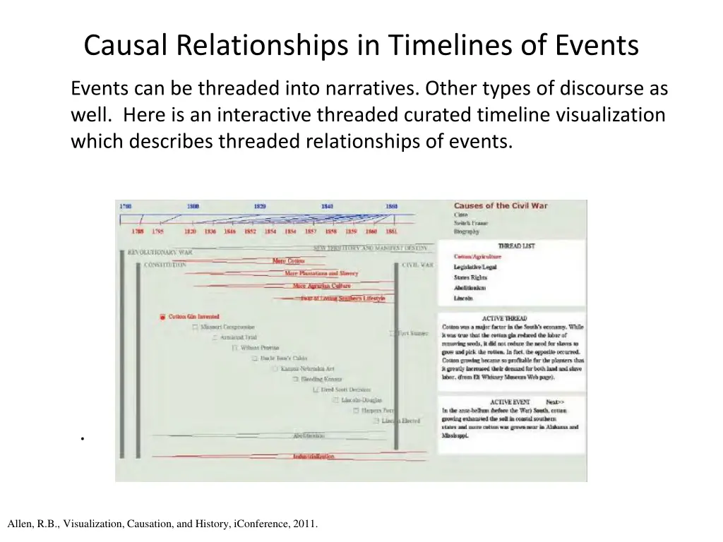 causal relationships in timelines of events