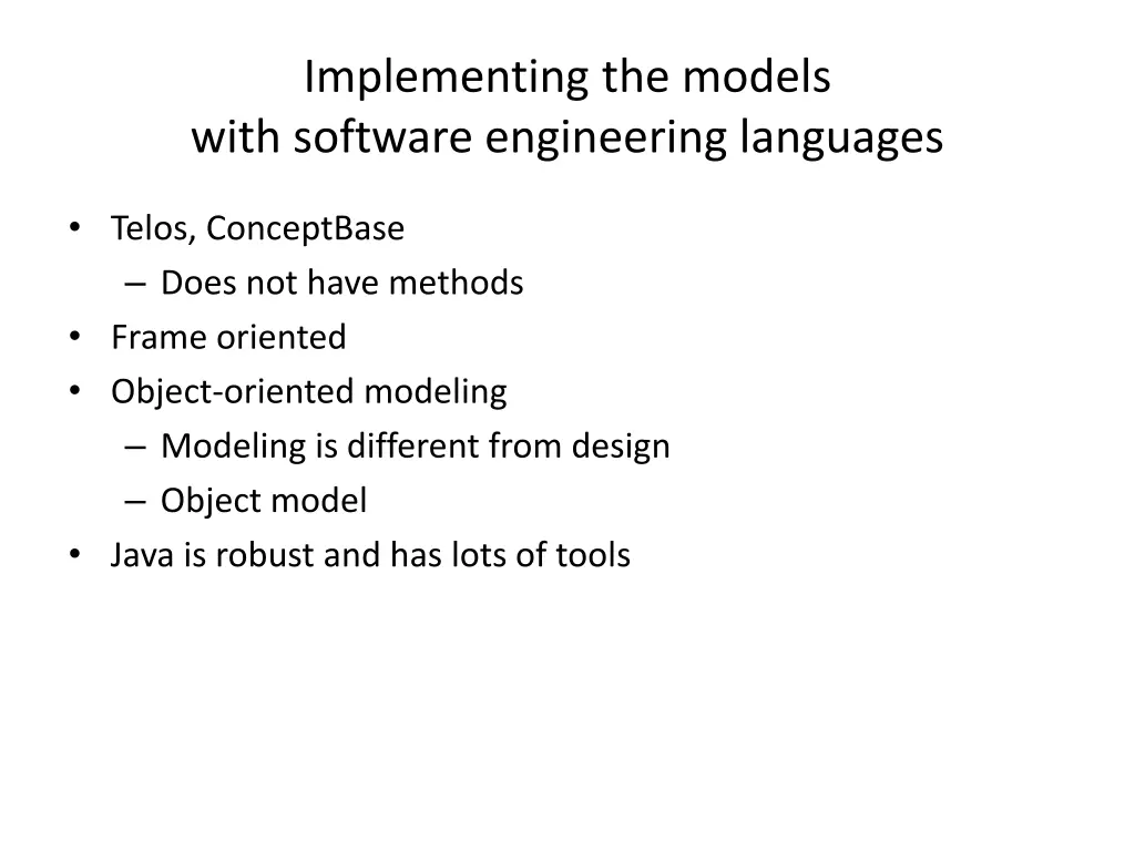 implementing the models with software engineering