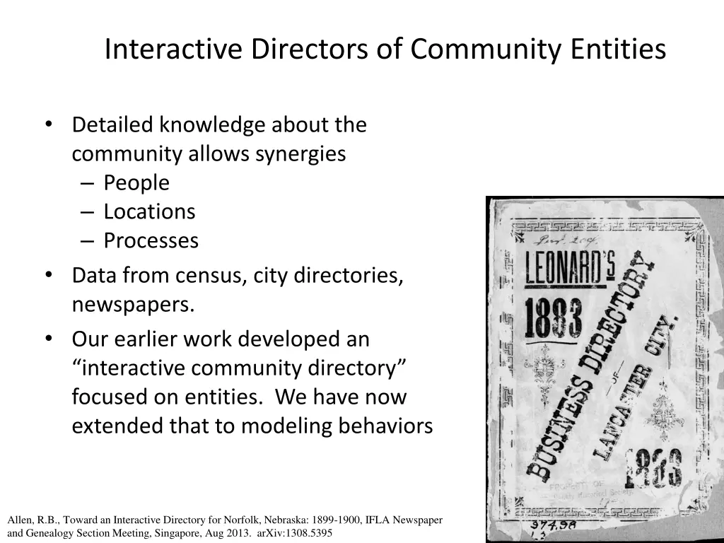 interactive directors of community entities