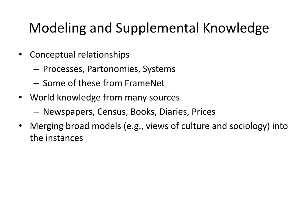 modeling and supplemental knowledge