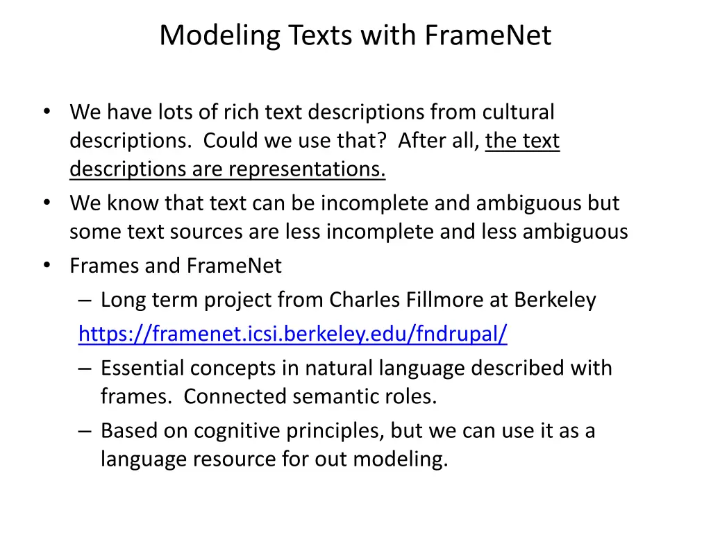 modeling texts with framenet
