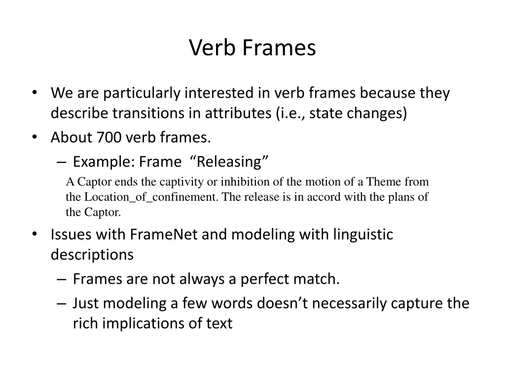 verb frames