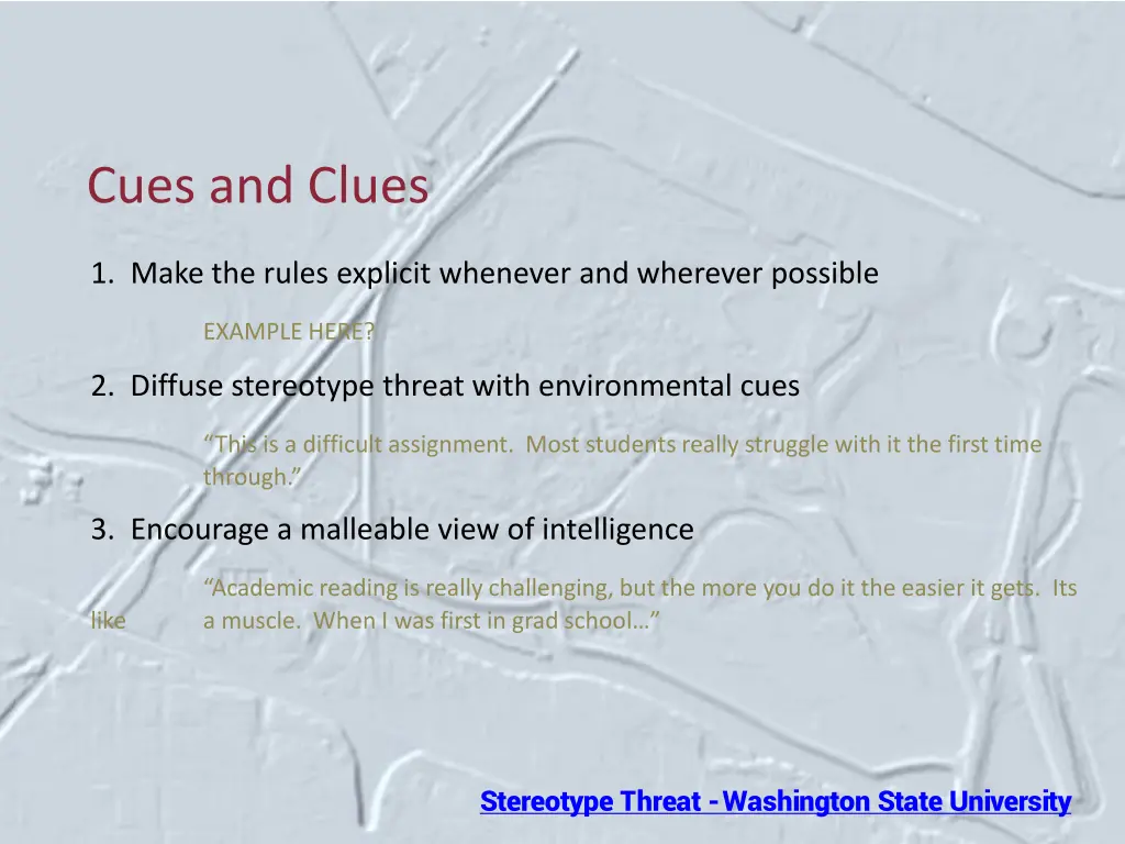 cues and clues