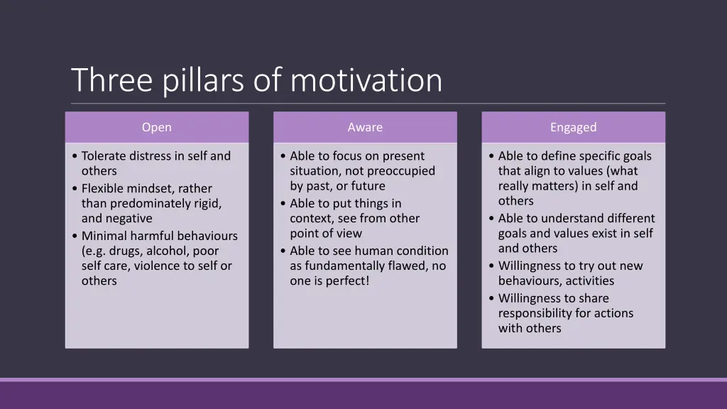 three pillars of motivation