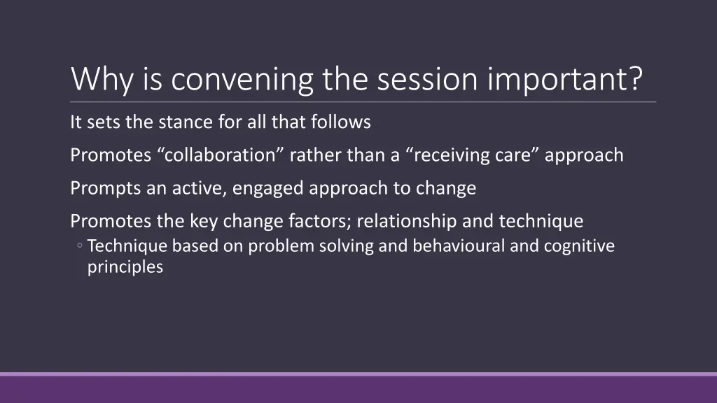 why is convening the session important