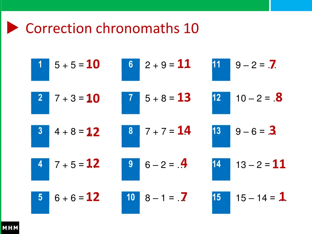 correction chronomaths 10