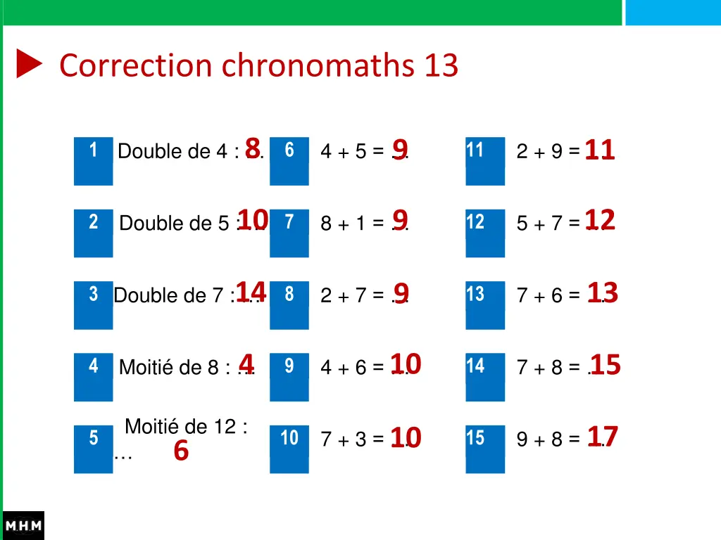 correction chronomaths 13