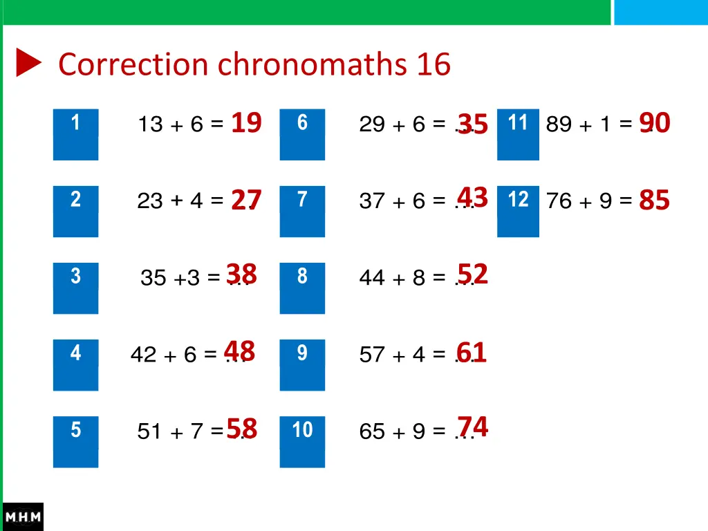 correction chronomaths 16
