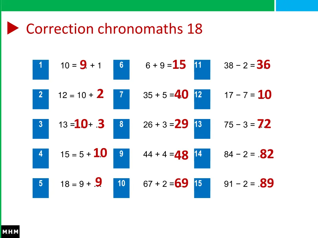 correction chronomaths 18