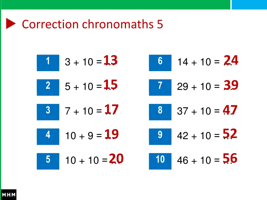 correction chronomaths 5