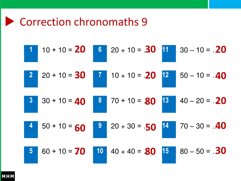 correction chronomaths 9