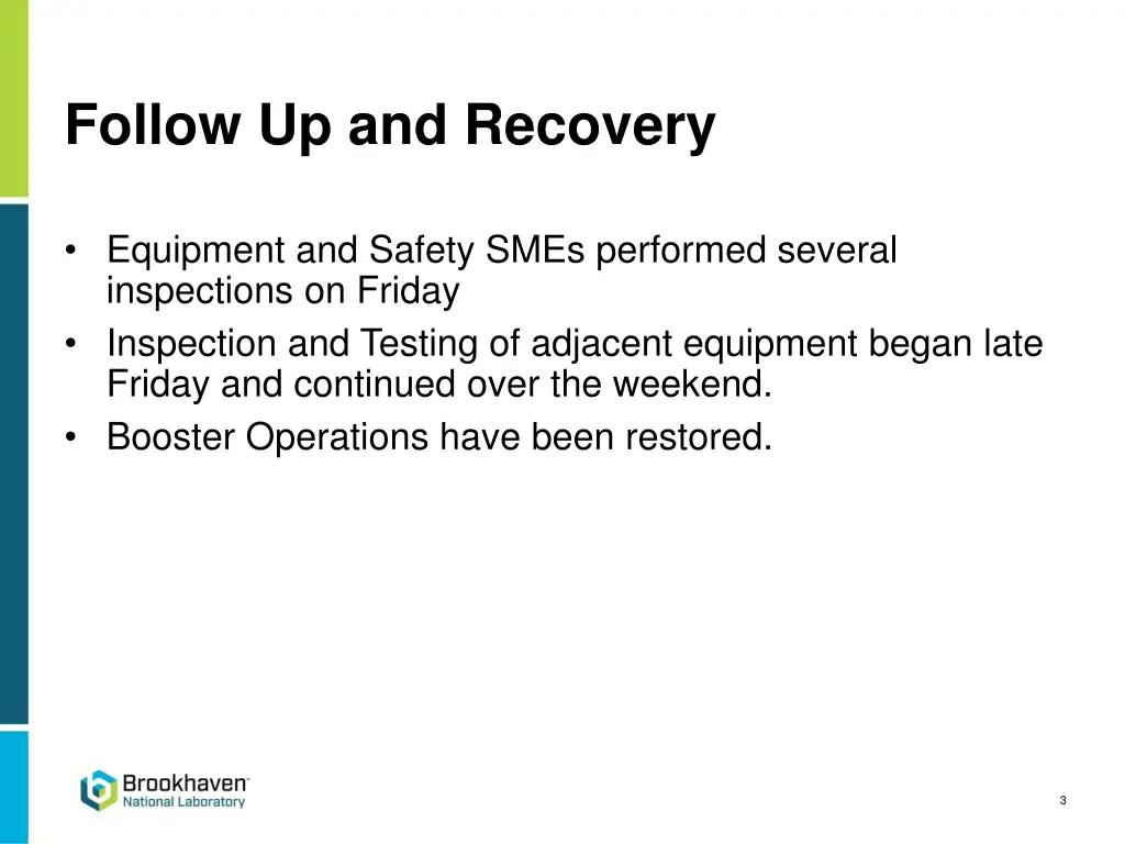 follow up and recovery
