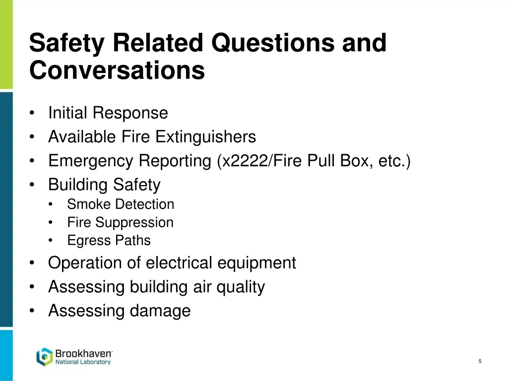 safety related questions and conversations