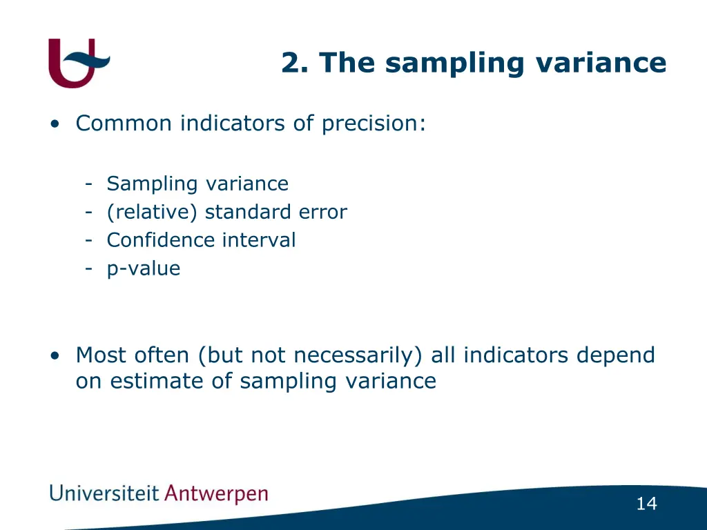 2 the sampling variance 2