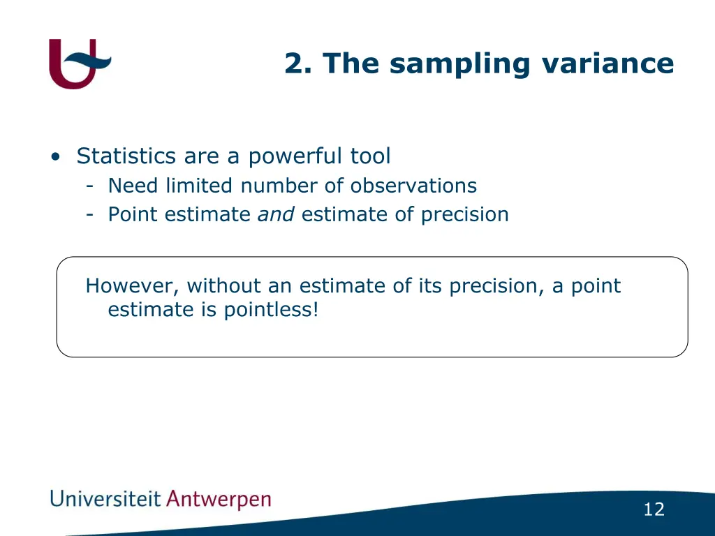 2 the sampling variance