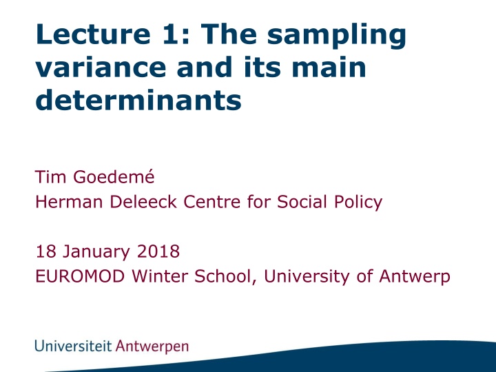 lecture 1 the sampling variance and its main