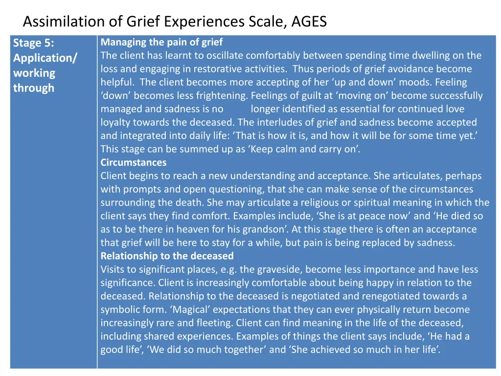 assimilation of grief experiences scale ages 1