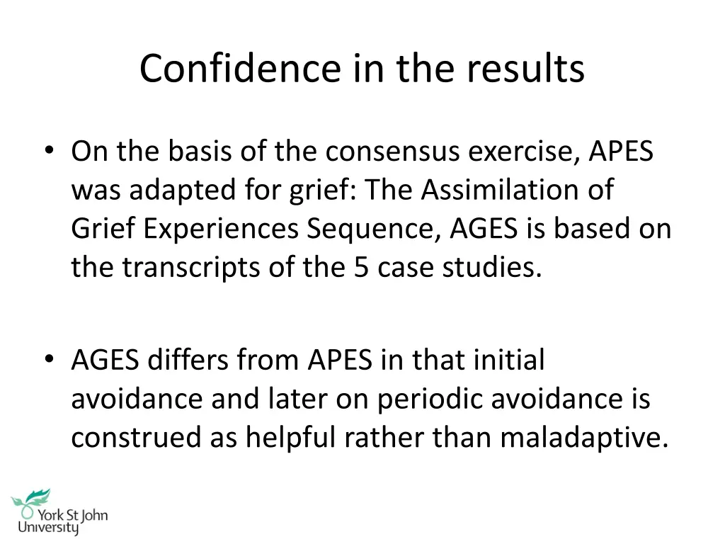 confidence in the results