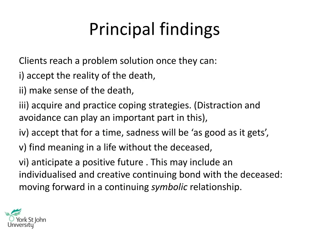 principal findings