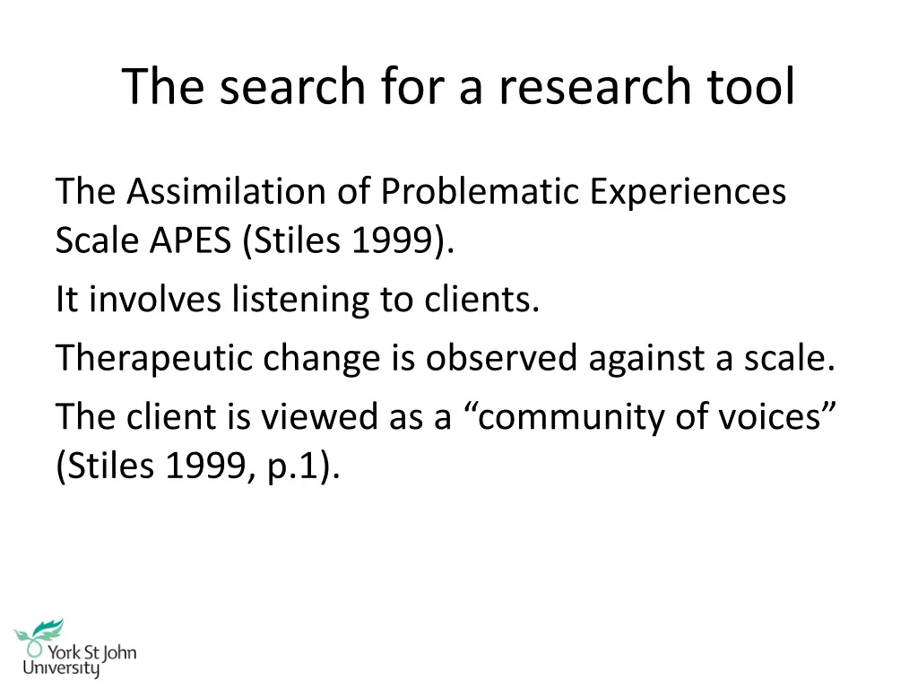 the search for a research tool
