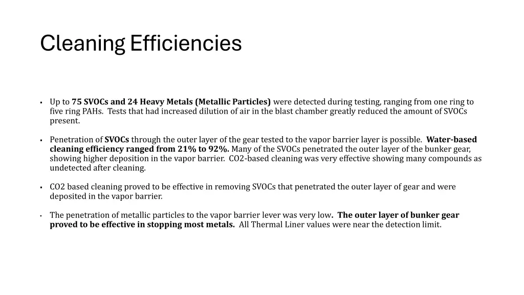 cleaning efficiencies