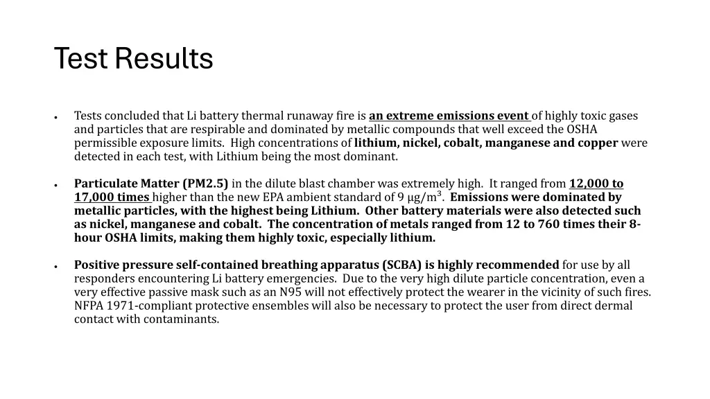 test results