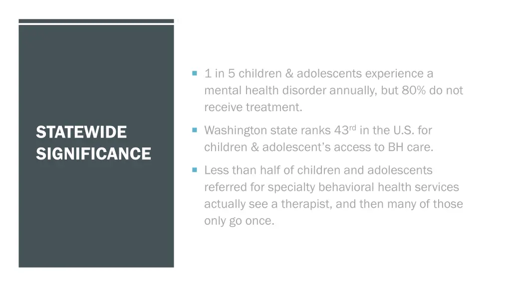 1 in 5 children adolescents experience a mental