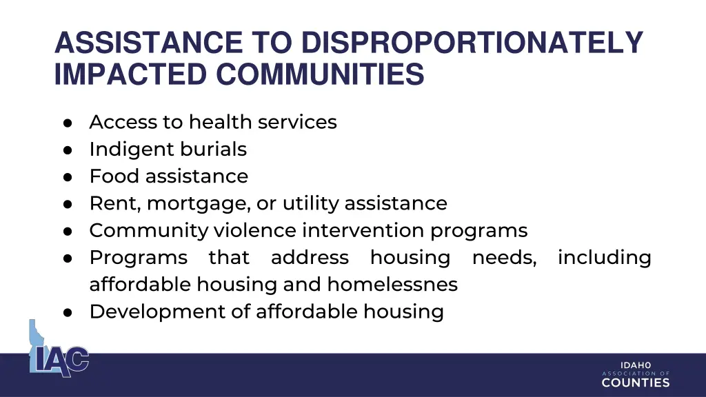 assistance to disproportionately impacted